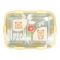 Stainless Steel Lunch Box, 2 Compartments & Cutlery, 850ml, Peach, 7.3in (H) x 4.9in (W) x 2in (D), 7087