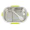 Stainless Steel Lunch Box, 2 Compartments & Cutlery, 980ml, BPA Free, Green, 6.1in (H) x 3.7in (W) x 2.2in (D), 980-Mc