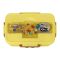 Plastic Lunch Box, 3 Compartments & Cutlery, Yellow, 6.5in (H) x 3.5in (W) x 2.2in (D), K-181