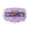 Plastic Lunch Box, 3 Compartments & Cutlery, Purple, 6.3in (H) x 3.5in (W) x 2.2in (D), K-181