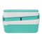 Plastic Lunch Box With 3 Rooms On 2 Levels With Own Handle, 1500ml, Sea Green, 6.1in (H) x 3.5in (W) x 2in (D), K-812