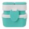 Plastic Lunch Box With 3 Rooms On 2 Levels With Own Handle, 1500ml, Sea Green, 6.1in (H) x 3.5in (W) x 2in (D), K-812