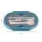 Plastic Lunch Box, 2 Compartments & Cutlery, 1000ml, Blue, 6.1in (H) x 3in (W) x 2.2in (D), Kh-002