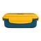 Plastic Lunch Box, 2 Compartments & Cutlery, 1100ml, Yellow & Blue, 6.1in (H) x 3.3in (W) x 2.2in (D), Yk-0225