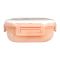 Plastic Lunch Box, 3 Compartments, Own Handle & Cutlery, 1300ml, Pink, 4.9in (H) x 4.1in (W) x 2.2in (D), Tq298