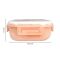 Plastic Lunch Box, 3 Compartments, Own Handle & Cutlery, 1300ml, Pink, 4.9in (H) x 4.1in (W) x 2.2in (D), Tq298