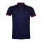 Basix Men's Navy Blue Band Collar Polo With Embroidered Logo, MPS -104