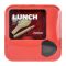 Plastic Lunch Box With Spoon, 1100ml Capacity, Red, 5.1in (H) x 5.1in (W) x 2in (D), 53002