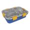 Stainless Steel Lunch Box With Cutlery, Three Compartments, 750ml, 19cm (H) x 12.5cm (W) x 5.5cm (D), Blue