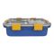 Stainless Steel Lunch Box With Cutlery, Three Compartments, 750ml, 7.5in (H) x 4.9in (W) x 2.2in (D), Blue