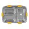 Stainless Steel Lunch Box With Cutlery, Three Compartments, 750ml, 7.5in (H) x 4.9in (W) x 2.2in (D), Blue