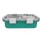 Stainless Steel Lunch Box With Cutlery, Three Compartments, 750ml, 7.5in (H) x 4.9in (W) x 2.2in (D), Green