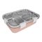 Stainless Steel Lunch Box With Cutlery, Three Compartments, 750ml, 19cm (H) x 12.5cm (W) x 5.5cm (D), Peach