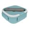 Healthy Life Plastic Lunch Box With Cutlery, Three Compartments, 17.5cm (H) x 16.5cm (W) x 6.5cm (D), Green