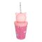 Trendy Happy Planet Plastic Glass With Lids & Straw, Travel Mug, 4.9in (H) x 3.7in (W), Pink