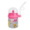 Children's Pot Plastic Water Flask With Fancy Straw For Kids, 250ml, 3.9in (H) x 3in (W), Pink