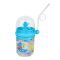 Children's Pot Plastic Water Flask With Fancy Straw For Kids, 250ml, 3.9in (H) x 3in (W), Green