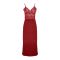 Flourish 2-Piece Satin Silk and Delicate Lace Nightdress With Nighty and Ankle-Length Robe, Maroon, FLW-5984