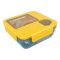 Plastic Lunch Box With Cutlery, 1100ml, Yellow, (1800) 0001003