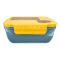 Plastic Lunch Box With Cutlery, 1100ml, Yellow, 2.4in (H) x 4.9in (W) x 4.1in (D), (1800) 0001003