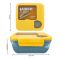 Plastic Lunch Box With Cutlery, 1100ml, Yellow, 2.4in (H) x 4.9in (W) x 4.1in (D), (1800) 0001003