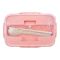 Plastic Lunch Box With Cutlery, Pink, 2.2in (H) x 6.5in (W) x 3.9in (D), (SH-203) 0001004