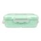 Plastic Lunch Box With Cutlery, Green, 2.2in (H) x 6.5in (W) x 3.9in (D), (SH-203) 0001004