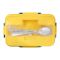 Plastic Lunch Box With Metal Cutlery, Yellow, 2.2in (H) x 6.5in (W) x 3.9in (D), (SH-203) 0001004