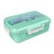 Plastic Lunch Box With Metal Cutlery, Green, (SH-203) 0001004