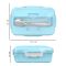 Plastic Lunch Box With Metal Cutlery, Light Blue, 2.2in (H) x 6.5in (W) x 3.9in (D), (SH-203) 0001004