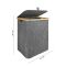 AJF Wooden Laundry Hamper/Basket with Lid, Bathroom Tall Laundry Bin, 19.7in (H) x 15in (W) x 11in (D), Grey, AY-5