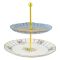 Angela 2-Tier Floral Round Cake Serving Stand, Ideal For Cupcakes, Pastries, Donuts & Desserts, Blue, MK189