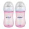 Avent Breast Shaped Feeding Bottle, For 1+ Months, Pink, 260ml, 2-Pack, SCF034/27