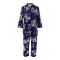 Basix Women's Silk Floral Loungewear Dress, 2-Piece Set, Mid-Night Blue, LW-646