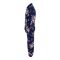 Basix Women's Silk Floral Loungewear Dress, 2-Piece Set, Mid-Night Blue, LW-646