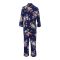 Basix Women's Silk Floral Loungewear Dress, 2-Piece Set, Mid-Night Blue, LW-646