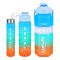 AJF Set of 3 Sports BPA-Free Water Bottles with Time Marker - 2000ml, 800ml & 280ml, Sea Blue