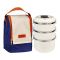 3 layers Stainless Steel Thermal Lunch Box With Bag, White, 100796