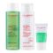 Clarins Paris Cleansing Milk 200ml+Toning Lotion 200ml+Scrub 15ml+Beauty Purse, For Combination & Oily Skin, 4-Pack