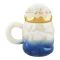 Floral Ceramic Coffee & Tea Mug with Lid, Blue, MG-2