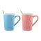 Heart Holder Coffee & Tea Couple Mug Set with Lid & Spoon, Pink & Blue, MG-12