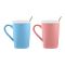 Heart Holder Coffee & Tea Couple Mug Set with Lid & Spoon, Pink & Blue, MG-12