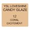 Yves Saint Laurent Love Shine Candy Glaze Glossy Shine Lip Gloss Stick, 12 Coral Exitement, 3.2g
