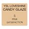 Yves Saint Laurent Love Shine Candy Glaze Glossy Shine Lip Gloss Stick, 5 Pink Satisfaction, 3.2g