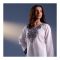 Basix Women's Embroidered Vanilla White Lawn Shirt With Black Net, LS-504