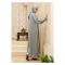 Affinity Smocked Sleeve Front Open Abaya + Hijab Set, Silver