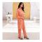 Basix Womens Orange Lace Embellished With Contemporary Sleeves, 2 Piece - Lawn Shirt & Trouser, EW-102