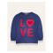 IXAMPLE Girls Love Chenille Embroidered Sweatshirt, Light Navy, IXWGSS 74012