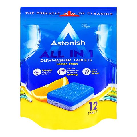 Astonish All-In-1 Lemon Fresh Dishwasher Tablets, 12-Pack