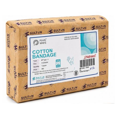 Cotton Bandage 3, 7.5 X 3 Meters, 12-Pack